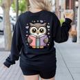 Cute Reading Owl Book Lover Teacher Librarian Bookworm Women's Sweatshirt Back Print Black Cute Reading Owl Book Lover Teacher Librarian Bookworm Women's Sweatshirt Back Print Black