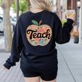 Cute Teacher With Apple Retro Teacher Kids Back To School Women's Sweatshirt Back Print Black Cute Teacher With Apple Retro Teacher Kids Back To School Women's Sweatshirt Back Print Black