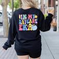 In My Daycare Era Groovy Teacher Daycare First Day Of School Women's Sweatshirt Back Print Black In My Daycare Era Groovy Teacher Daycare First Day Of School Women's Sweatshirt Back Print Black