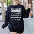 Dear Parents Your Expectations Of Teachers Should Match Men Women Women's Sweatshirt Back Print Black Dear Parents Your Expectations Of Teachers Should Match Men Women Women's Sweatshirt Back Print Black