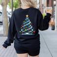 DNA Helix Christmas Tree Scientist Biology Science Teacher Women's Sweatshirt Back Print Black