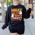 What Are We Doing Today Halloween PE Spooky Teacher Women's Sweatshirt Back Print Black