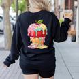 Dripping Apple Ice Cream Cone Cute Teacher Appreciation Women's Sweatshirt Back Print Black Dripping Apple Ice Cream Cone Cute Teacher Appreciation Women's Sweatshirt Back Print Black
