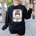 Early Head Start Life Messy Bun Back To School Teacher Women Women's Sweatshirt Back Print Black Early Head Start Life Messy Bun Back To School Teacher Women Women's Sweatshirt Back Print Black