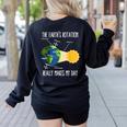 Earth Rotation Earth Day Science Teacher Kids Women Women's Sweatshirt Back Print Black