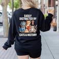 Easily Distracted By Cats & History Teacher Women Men Women's Sweatshirt Back Print Black Easily Distracted By Cats & History Teacher Women Men Women's Sweatshirt Back Print Black