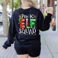 Elf Squad Pre-k Teacher Christmas Child Xmas Women's Sweatshirt Back Print Black Elf Squad Pre-k Teacher Christmas Child Xmas Women's Sweatshirt Back Print Black