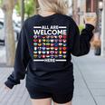 ESL Teacher All Are Welcome Here For Worlds Virtual Teachers Women's Sweatshirt Back Print Black ESL Teacher All Are Welcome Here For Worlds Virtual Teachers Women's Sweatshirt Back Print Black