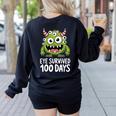 Eye Survived 100 Days Of School Monster Lover Teacher Kids Women's Sweatshirt Back Print Black Eye Survived 100 Days Of School Monster Lover Teacher Kids Women's Sweatshirt Back Print Black