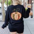 Fall Book Pumpkin Fall Librarians Bookworm Teachers Students Women's Sweatshirt Back Print Black