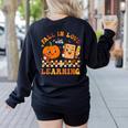 Fall In Love With Reading Book Autumn Pumpkins And Teachers Women's Sweatshirt Back Print Black Fall In Love With Reading Book Autumn Pumpkins And Teachers Women's Sweatshirt Back Print Black