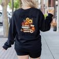 Fall In Love With Reading Book Autumn Teachers Pumpkins Women's Sweatshirt Back Print Black Fall In Love With Reading Book Autumn Teachers Pumpkins Women's Sweatshirt Back Print Black