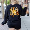 Fall Teacher Pumpkin Coquette Bow Autumn Classroom Women's Sweatshirt Back Print Black Fall Teacher Pumpkin Coquette Bow Autumn Classroom Women's Sweatshirt Back Print Black