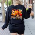 Fall Vibes Costume Teacher Thanksgiving Leopard Gnome Women's Sweatshirt Back Print Black Fall Vibes Costume Teacher Thanksgiving Leopard Gnome Women's Sweatshirt Back Print Black