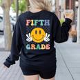 Fifth Grade Team Teachers Boys Girls Retro Smile 5th Grade Women's Sweatshirt Back Print Black