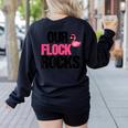 Our Flock Rocks Flamingo Mother's Day Teacher Women's Sweatshirt Back Print Black Our Flock Rocks Flamingo Mother's Day Teacher Women's Sweatshirt Back Print Black