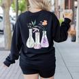 Flowers Test Tube Chemistry Student Science Teacher Women Women's Sweatshirt Back Print Black Flowers Test Tube Chemistry Student Science Teacher Women Women's Sweatshirt Back Print Black