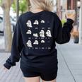 Fractions Math Teacher Ghost Math Halloween Humorous Women's Sweatshirt Back Print Black