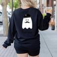 French Teacher Halloween Bonjour Ghost Women's Sweatshirt Back Print Black French Teacher Halloween Bonjour Ghost Women's Sweatshirt Back Print Black