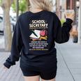 Front Office Teacher Admin Meaning School Secretary Women's Sweatshirt Back Print Black