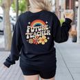 Future Teacher Kids Youth Girls Rainbow Pre-k Kindergarten Women's Sweatshirt Back Print Black
