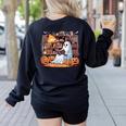 Ghost Book Reading Halloween Books Lover Teacher Women's Sweatshirt Back Print Black Ghost Book Reading Halloween Books Lover Teacher Women's Sweatshirt Back Print Black