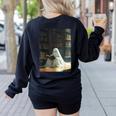 Ghost Library Halloween Book Reading Books Lover Teacher Women's Sweatshirt Back Print Black