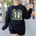 Ghost Plant Library Halloween Reading Books Teacher Vintage Women's Sweatshirt Back Print Black