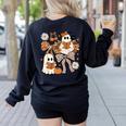Ghost Reading Books Halloween Bow Spooky Teacher Student Women's Sweatshirt Back Print Black Ghost Reading Books Halloween Bow Spooky Teacher Student Women's Sweatshirt Back Print Black