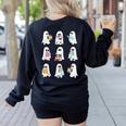 Ghost Reading Books Spooky Librarian Teacher Women Women's Sweatshirt Back Print Black Ghost Reading Books Spooky Librarian Teacher Women Women's Sweatshirt Back Print Black