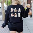 Ghost Reading Books Teacher Halloween Librarian Cute Boook Women's Sweatshirt Back Print Black Ghost Reading Books Teacher Halloween Librarian Cute Boook Women's Sweatshirt Back Print Black
