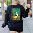 Groovy Ghost Reading Book Cat Halloween Ghost Teacher Women's Sweatshirt Back Print Black Groovy Ghost Reading Book Cat Halloween Ghost Teacher Women's Sweatshirt Back Print Black