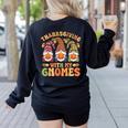 Groovy Thanksgiving With My Gnomie Women Teacher Fall Gnome Women's Sweatshirt Back Print Black Groovy Thanksgiving With My Gnomie Women Teacher Fall Gnome Women's Sweatshirt Back Print Black