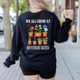 We All Grow At Different Rates Back To School Teacher Women's Sweatshirt Back Print Black We All Grow At Different Rates Back To School Teacher Women's Sweatshirt Back Print Black