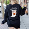 Halloween Cute Ghost Book Reading Teacher Women's Sweatshirt Back Print Black Halloween Cute Ghost Book Reading Teacher Women's Sweatshirt Back Print Black