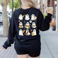 Halloween Ghost Music Teacher Playing Instruments Women's Sweatshirt Back Print Black
