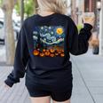 Halloween Pumpkin Starry Night Van Gogh Art Teacher Women's Sweatshirt Back Print Black Halloween Pumpkin Starry Night Van Gogh Art Teacher Women's Sweatshirt Back Print Black