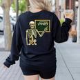 Halloween Skeleton 67 Meme Square Root 4489 Math Teacher Women's Sweatshirt Back Print Black