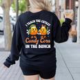 Halloween Teacher Cutest Candy Corn Groovy Spooky Teachers Women's Sweatshirt Back Print Black Halloween Teacher Cutest Candy Corn Groovy Spooky Teachers Women's Sweatshirt Back Print Black