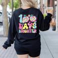 Happy 100th Day Of School 100 Days Brighter Teachers Kids Women's Sweatshirt Back Print Black Happy 100th Day Of School 100 Days Brighter Teachers Kids Women's Sweatshirt Back Print Black