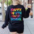 Happy 100th Day Of School Teacher Student 100 Days Tie Dye Men Women Kids Women's Sweatshirt Back Print Black Happy 100th Day Of School Teacher Student 100 Days Tie Dye Men Women Kids Women's Sweatshirt Back Print Black