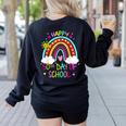 Happy 50th Days Of School Rainbow Teacher 50 Days Smarter Women's Sweatshirt Back Print Black