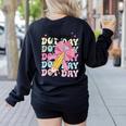 Happy Dot Day 2025 Coquette Bow Teachers Kids Boys Girls Women's Sweatshirt Back Print Black