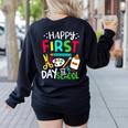 Happy First Day Of School Teacher Back To School Student Women's Sweatshirt Back Print Black Happy First Day Of School Teacher Back To School Student Women's Sweatshirt Back Print Black