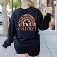 Happy Fri-Yay Friday Lovers Fun Teacher Leopard Rainbow Men Women Girls Kids Women's Sweatshirt Back Print Black