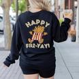 Happy Fri Yay Retro French Fries Friday Lovers Fun Teacher Women's Sweatshirt Back Print Black Happy Fri Yay Retro French Fries Friday Lovers Fun Teacher Women's Sweatshirt Back Print Black