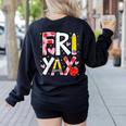 Happy Fri-Yay Teacher Back To School Friday Lovers Women's Sweatshirt Back Print Black Happy Fri-Yay Teacher Back To School Friday Lovers Women's Sweatshirt Back Print Black