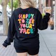 Happy To See Your Face Teacher Disco Ball Back To School Women's Sweatshirt Back Print Black Happy To See Your Face Teacher Disco Ball Back To School Women's Sweatshirt Back Print Black