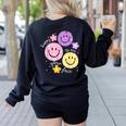 Happy To See Your Face Teacher Flower Back To School Women's Sweatshirt Back Print Black Happy To See Your Face Teacher Flower Back To School Women's Sweatshirt Back Print Black