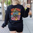 Helping Little Minds Grow Teacher First Day Back To School Women's Sweatshirt Back Print Black Helping Little Minds Grow Teacher First Day Back To School Women's Sweatshirt Back Print Black
